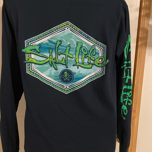 Salt Life Navy LS Tee Sz S VGUC ๐๐ - Picture 2 of 6